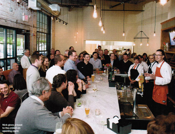 Nick gives a toast to the crowd on opening night.